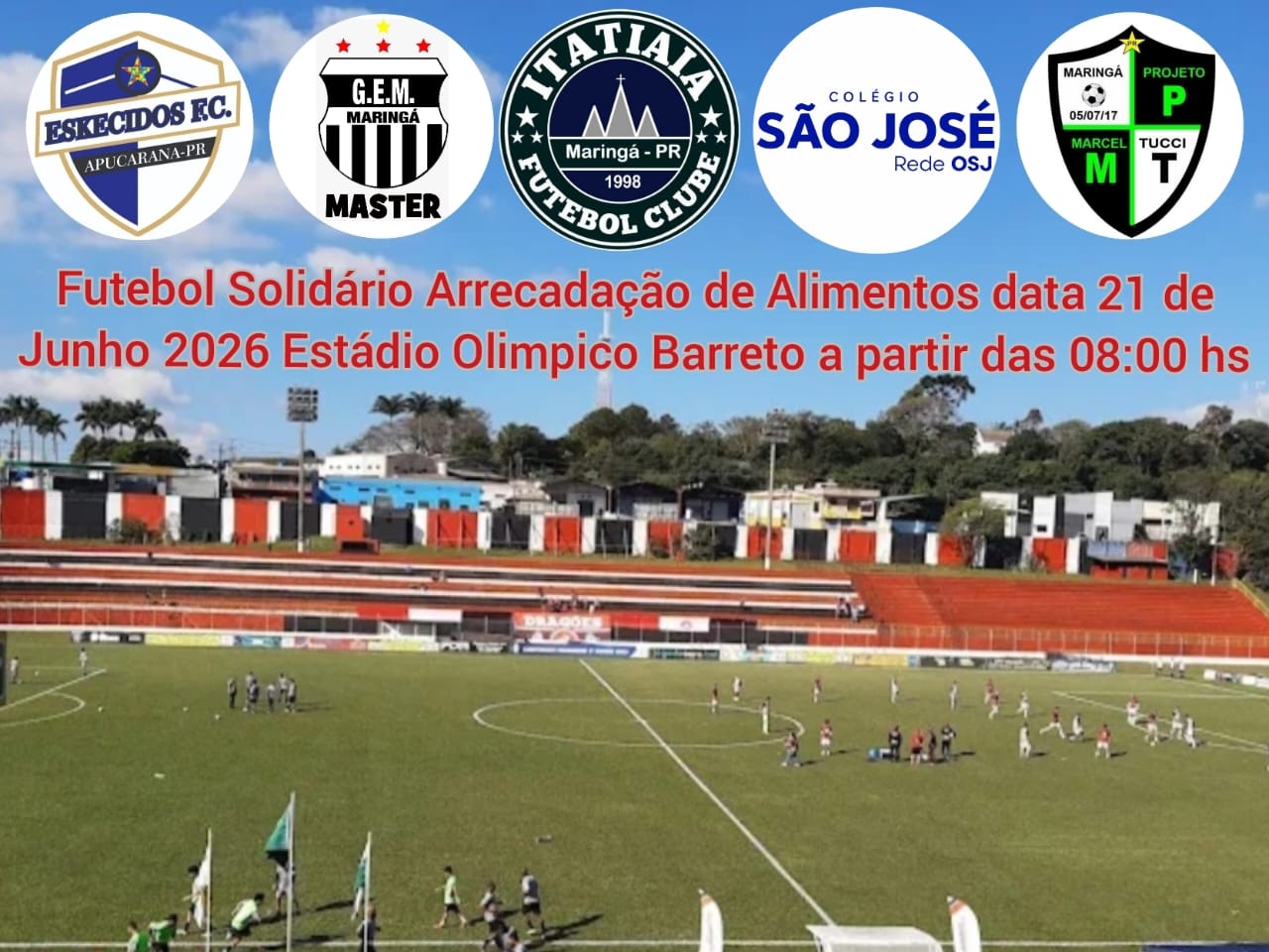 Estádio Olímpio Barreto recebe Futebol Solidário com arrecadação de alimentos em Apucarana